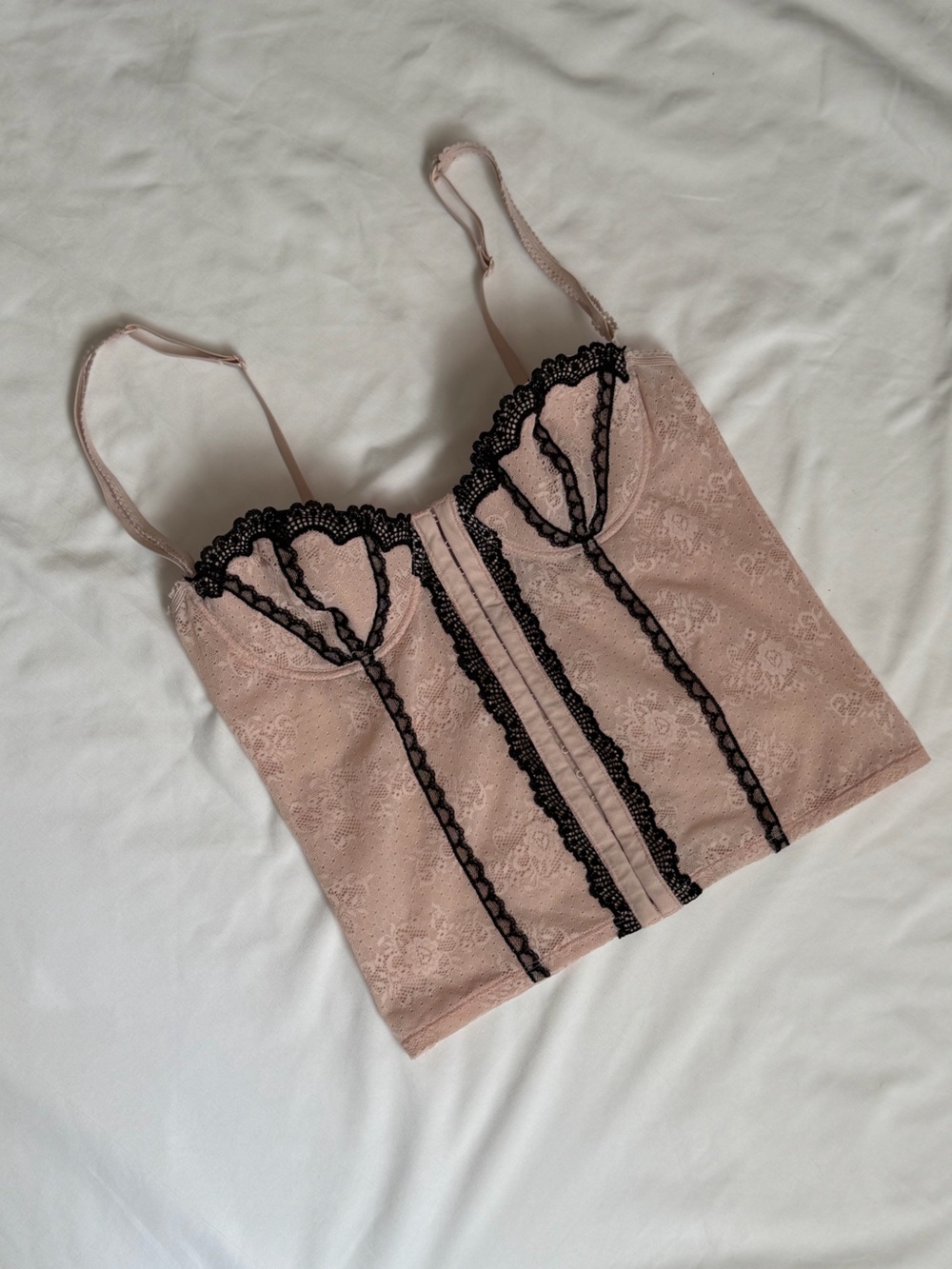 VTG Rampage Lace Trim Bustier 36B Corset Top in Pink